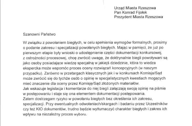 Odpowiedź SARP na pismo Zamawiającego z 14 listopada 
