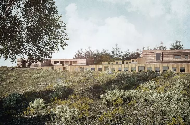 Visualization of the establishment of a senior citizen home integrated with a therapeutic center for children