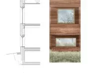 Detail of the rammed earth (compacted earth) technology used