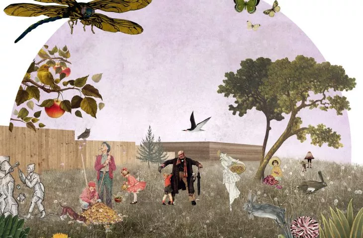Collage, garden view