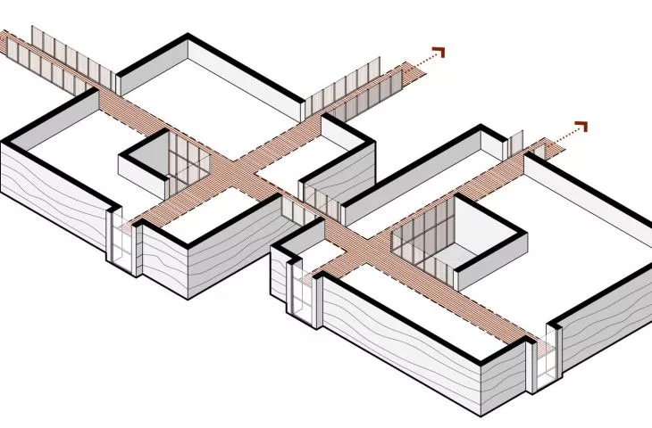 Scheme of construction and connection of atrial volumes