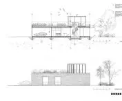 cross-section, west elevation