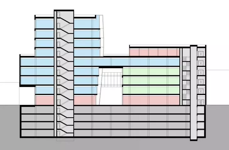Cross-section of the office building