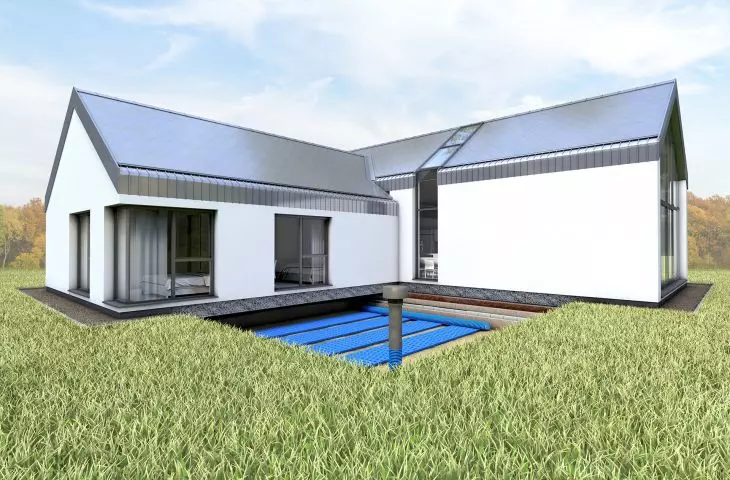 Plate ground heat exchanger reduces costly heat escape from building with ventilation air
