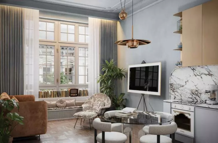 Interior of an apartment in a Siemens building in Lodz, Poland
