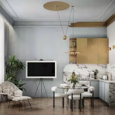 Interior of an apartment in a Siemens building in Lodz, Poland