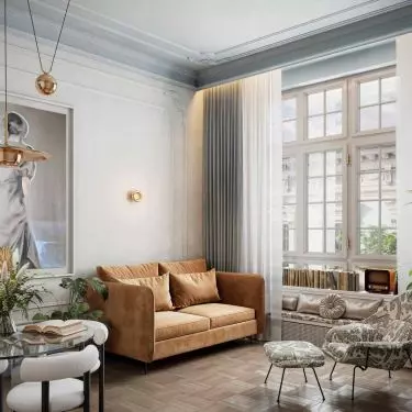 Interior of an apartment in a Siemens building in Lodz, Poland