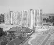 view of the Kopalniana estate, on the right the square where the PeKaO pavilion is under construction