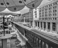 Umbrellas on the terrace of the Literary Café on Marszalkowska Street, between Zbawiciela and Konstytucji Squares, 1952