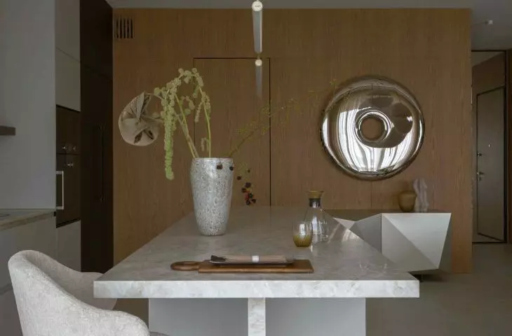 The kitchen was designed as a natural extension of the living room and dining room