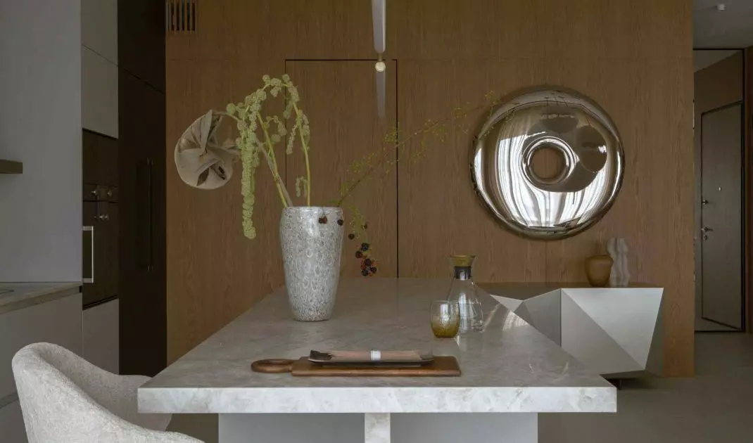 The kitchen was designed as a natural extension of the living room and dining room