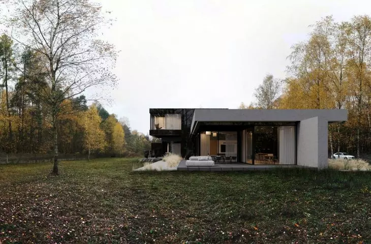 RE: STARK HOUSE - duże przeszklenia otwierają dom na otoczenie