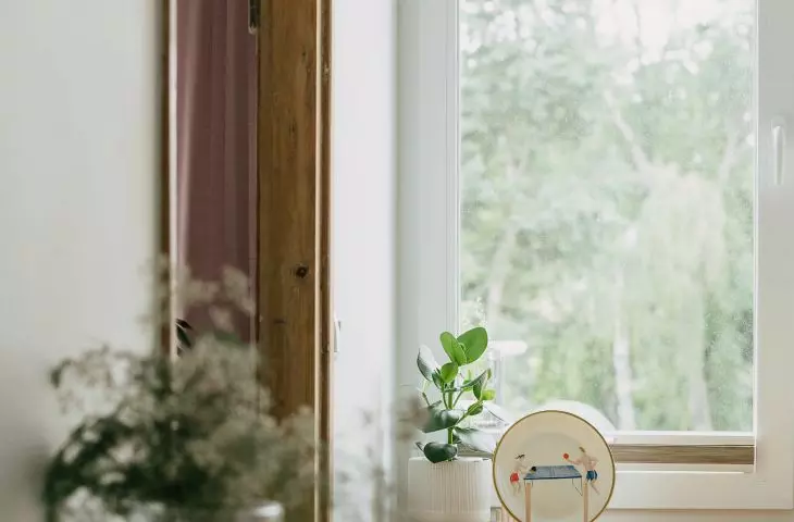 Windows overlook the greenery