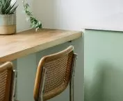 The kitchen windowsill has been transformed into a counter 