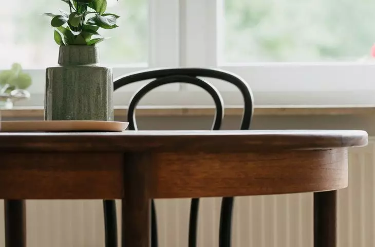 Oak table is the center of the living room