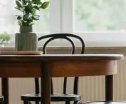 Oak table is the center of the living room