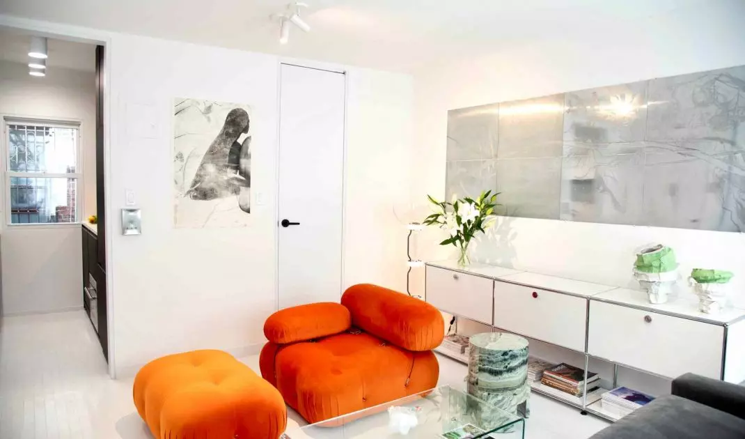 The walls of the showroom act as an active display space