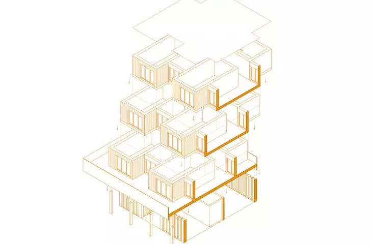 axonometry, diagram of apartment layout