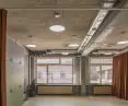 Ecophon Saga wood wool ceiling, Konstruktorska Street elementary school in Warsaw, Poland