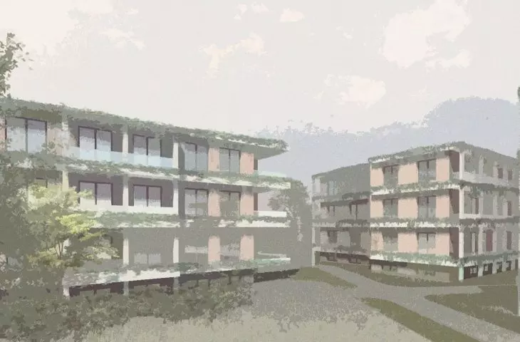 A student project of a multi-family housing estate by Anna Cukrowska from the Faculty of Architecture at the Warsaw University of Technology.