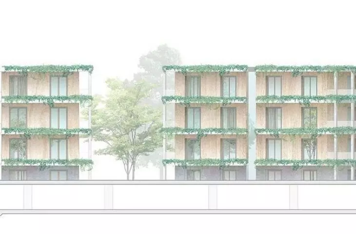 A student project of a multi-family housing estate by Anna Cukrowska from the Faculty of Architecture at the Warsaw University of Technology.