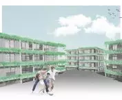 projekt studencki osiedla wielorodzinnego Anny Cukrowskiej z Wydziału Architektury Politechniki Warszawskiej
