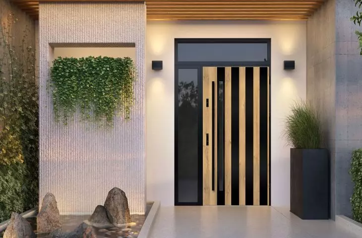 Drzwi zewnętrzne stalowe LANGEN w kolorze dąb naturalny