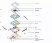 Axonometry of a library in California