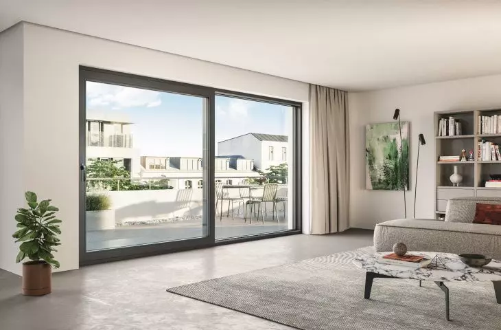 System przesuwny Schüco LivIng move idealnie sprawdzi się w budynkach wielopiętrowych. Fot. Schüco