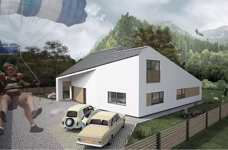 House on a slant in Wadowice