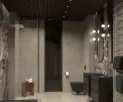 cozy bathroom in a dark color palette