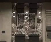 cozy bathroom in a dark color palette