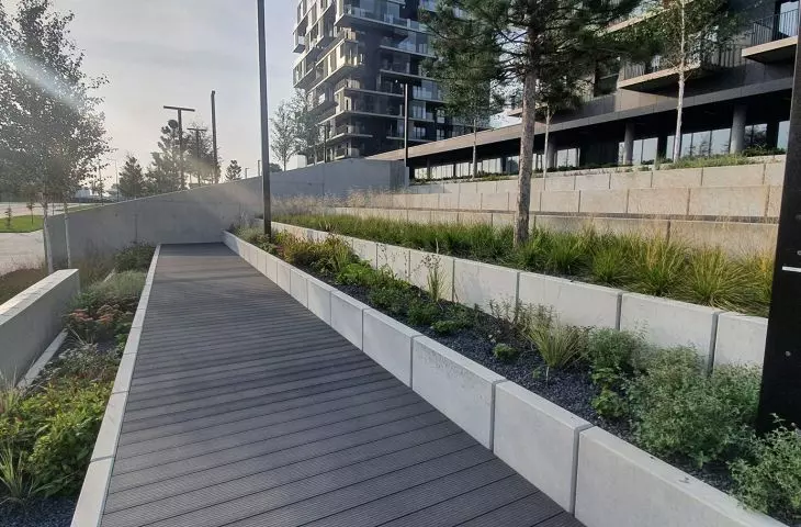 L-type retaining walls by REKERS applied in a multi-family housing development