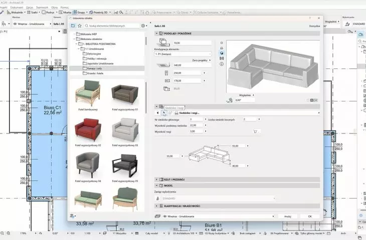 Archicad's built-in libraries cover all areas of design