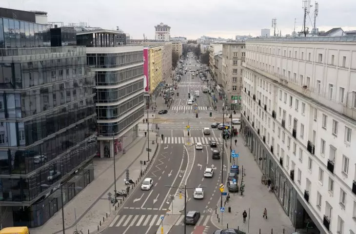 Krucza Street in Warsaw, view towards the south