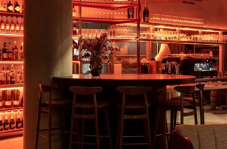 view of the bar