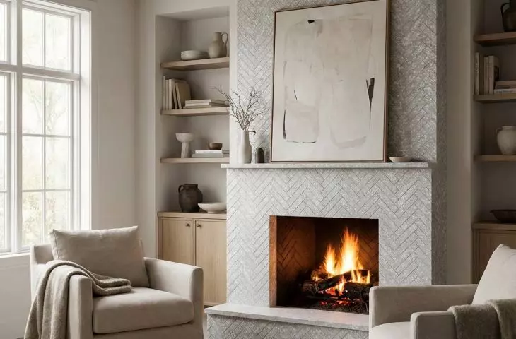 Herringbone XL Cemento Terrazzo Matte
