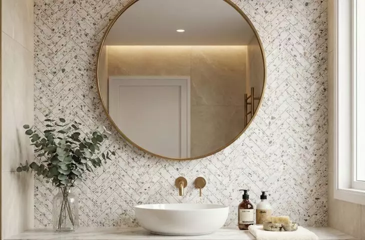 Herringbone XL Straciatella Terrazzo Matte