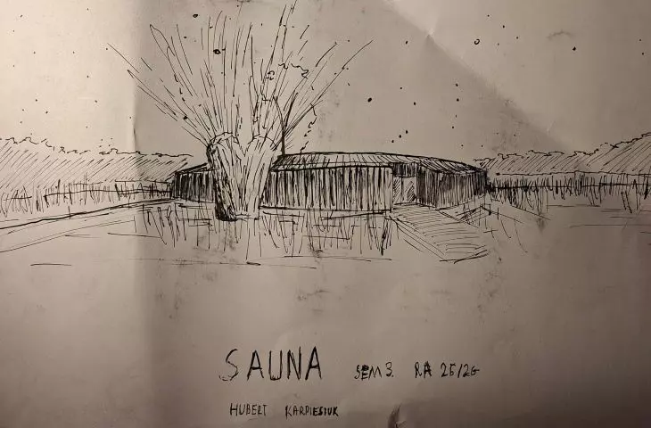 projekt studencki sauny nad Jeziorem Dziekanowskim Huberta Karpiesiuka