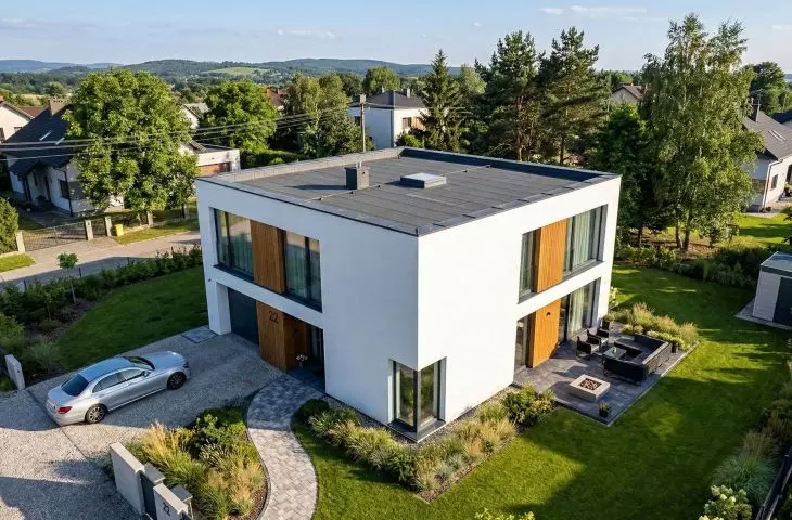 Flat roof is an ideal solution for those who want to fully utilize the entire usable area of the house