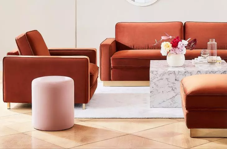 Terracotta-colored furniture