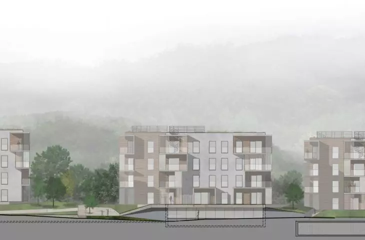 cross-section of the housing estate development