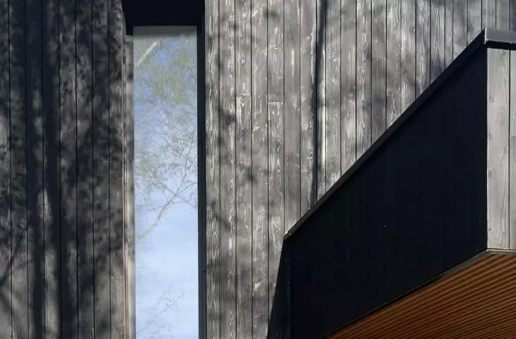 Wooden facade of the house
