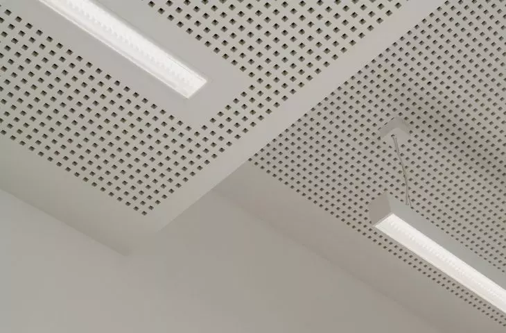 Integration with lighting elements, aesthetic separation of perforated and smooth parts