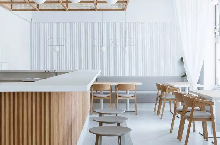 Bright interior of the restaurant