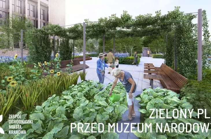 Zielony Plac przed Muzeum Narodowym w Krakowie