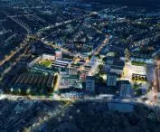 The new center of Dabrowa Gornicza - night view from the west