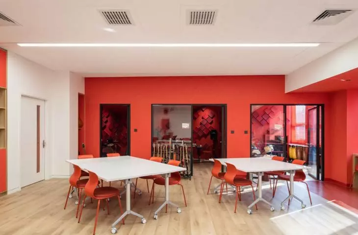 Music classrooms at Western Academy in Beijing