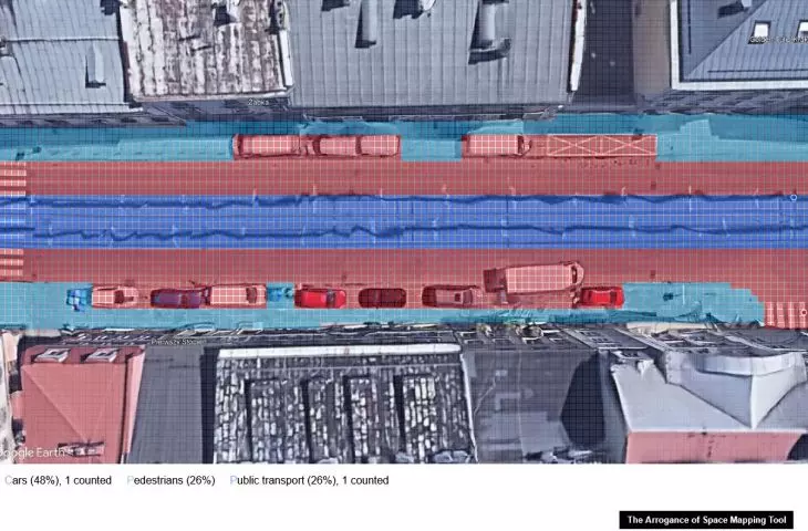 Analiza rozkładu przestrzeni na ulicy Krakowskiej przy pomocy narzędzia The Arrogance of Space Mapping Tool