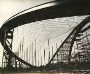Construction of the Hat Hall, 1968.